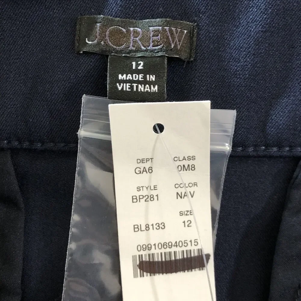 J.CREW  Pintuck Suit Short Womens 12 Blue Navy Stretch Cotton 3